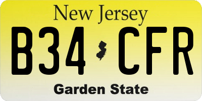 NJ license plate B34CFR