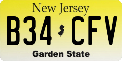 NJ license plate B34CFV