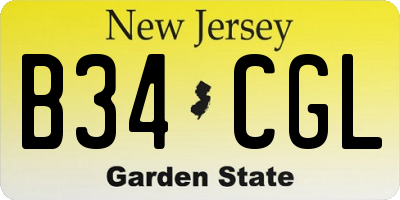 NJ license plate B34CGL