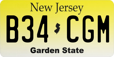 NJ license plate B34CGM