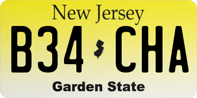 NJ license plate B34CHA