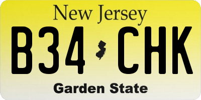NJ license plate B34CHK