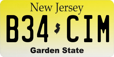 NJ license plate B34CIM