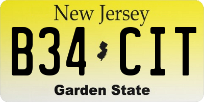 NJ license plate B34CIT