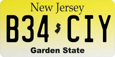 NJ license plate B34CIY