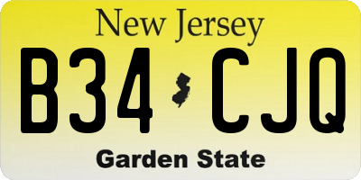 NJ license plate B34CJQ