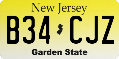 NJ license plate B34CJZ