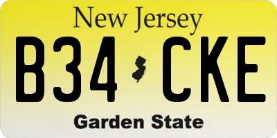 NJ license plate B34CKE