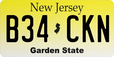 NJ license plate B34CKN