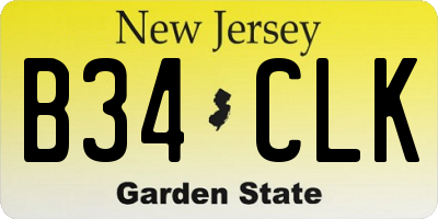 NJ license plate B34CLK