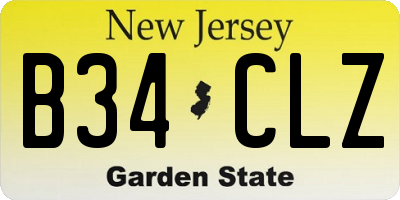 NJ license plate B34CLZ