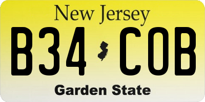 NJ license plate B34COB