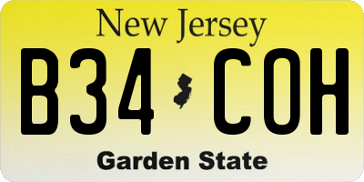 NJ license plate B34COH