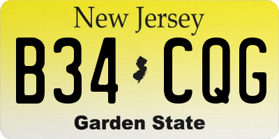 NJ license plate B34CQG