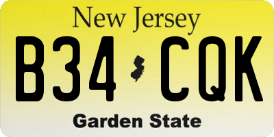 NJ license plate B34CQK