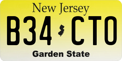 NJ license plate B34CTO