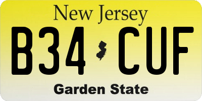 NJ license plate B34CUF