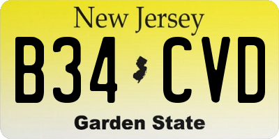 NJ license plate B34CVD
