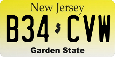 NJ license plate B34CVW