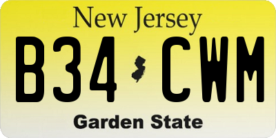 NJ license plate B34CWM