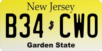 NJ license plate B34CWO