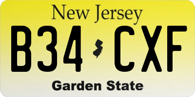 NJ license plate B34CXF