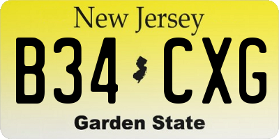 NJ license plate B34CXG