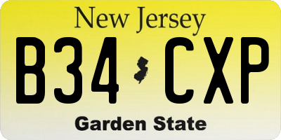 NJ license plate B34CXP