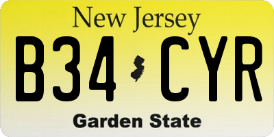 NJ license plate B34CYR