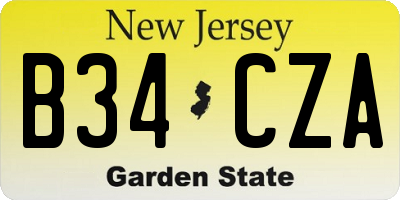 NJ license plate B34CZA