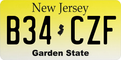 NJ license plate B34CZF