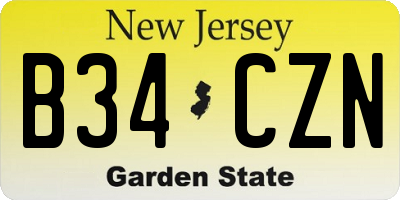 NJ license plate B34CZN