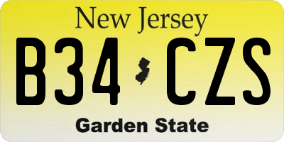 NJ license plate B34CZS