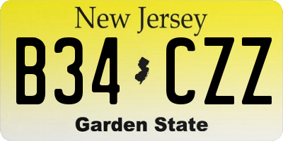 NJ license plate B34CZZ