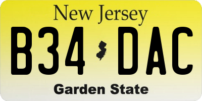 NJ license plate B34DAC