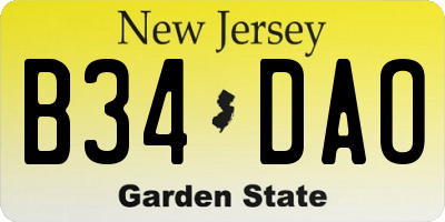 NJ license plate B34DAO