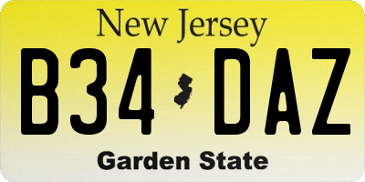 NJ license plate B34DAZ