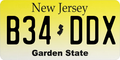 NJ license plate B34DDX