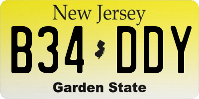 NJ license plate B34DDY