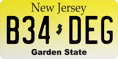 NJ license plate B34DEG