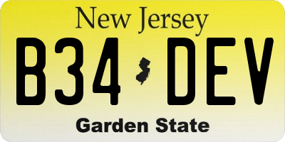 NJ license plate B34DEV