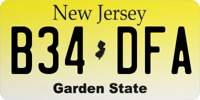 NJ license plate B34DFA
