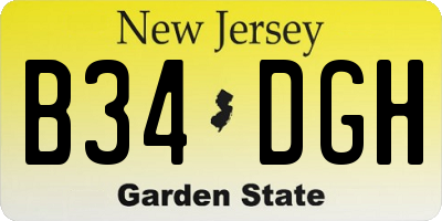 NJ license plate B34DGH