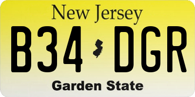 NJ license plate B34DGR