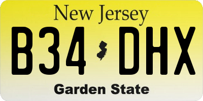 NJ license plate B34DHX