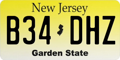 NJ license plate B34DHZ
