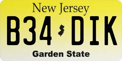 NJ license plate B34DIK