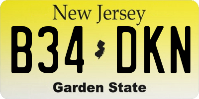 NJ license plate B34DKN