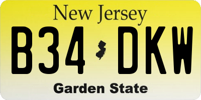 NJ license plate B34DKW