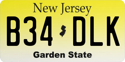 NJ license plate B34DLK